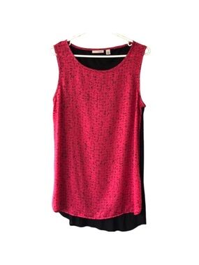 Halogen Pink Black Sleeveless Hi-Lo Hem Scoop Neck Tunic Tank Top Medium EUC